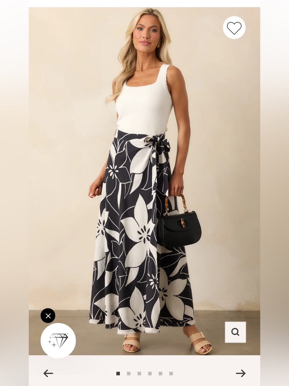 Z Supply Black and Cream Floral Maxi Skirt